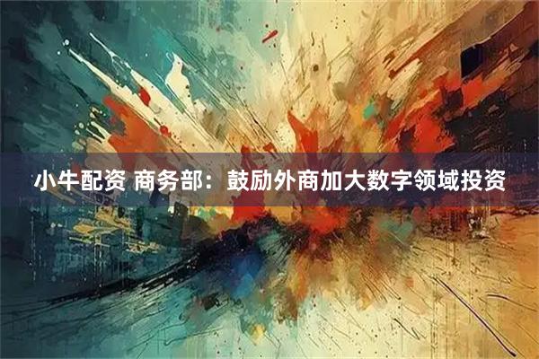 小牛配资 商务部：鼓励外商加大数字领域投资