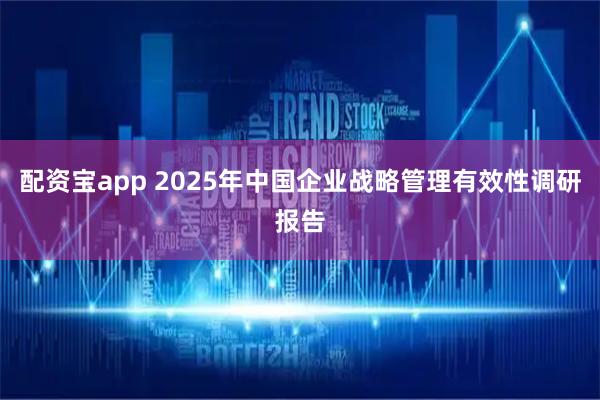 配资宝app 2025年中国企业战略管理有效性调研报告